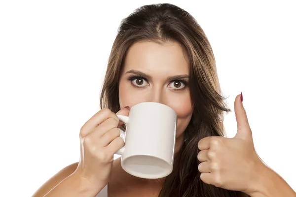 Thumb up for the tea — Stock Photo, Image