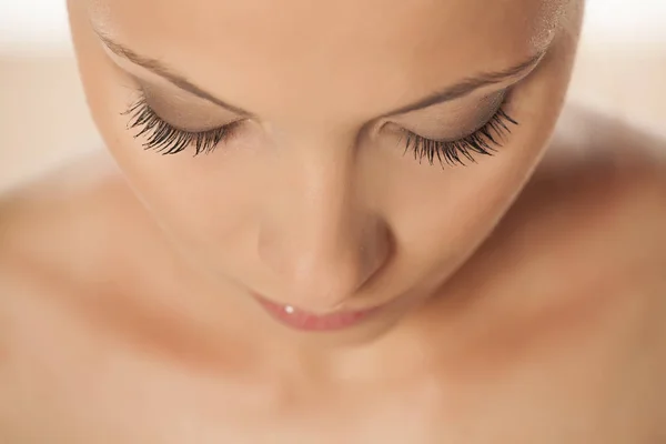 Woman's face with natural lashes — Stock Photo, Image