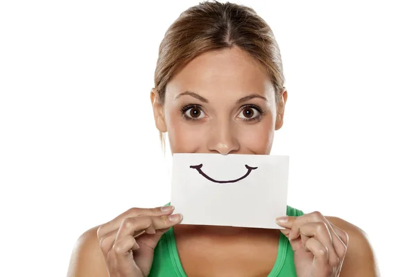 Vrouw met emoties getrokken op een stuk papier — Stockfoto