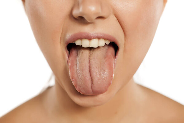 woman showing her tongue