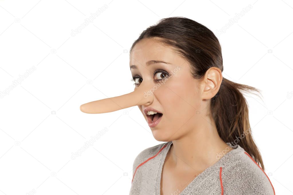 Women with pinocchio nose