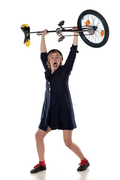 Palhaço com um monociclo — Fotografia de Stock