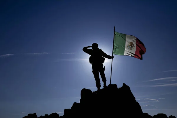 Conquistador con una bandera — Foto de Stock