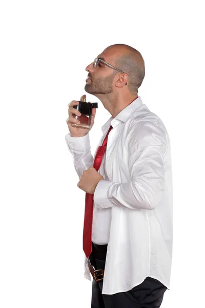 Man applying perfume — Stock Photo, Image