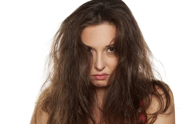 Nervous young woman — Stock Photo, Image