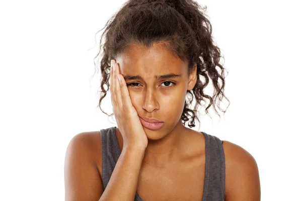 Girl with a toothache — Stock Photo, Image