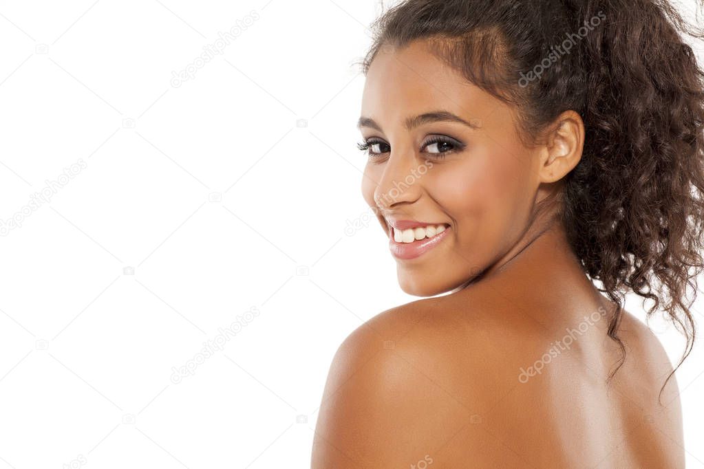 happy dark-skinned woman 
