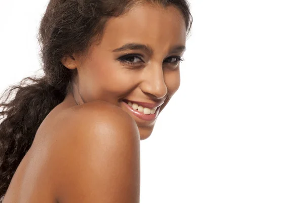 Happy dark-skinned woman — Stock Photo, Image