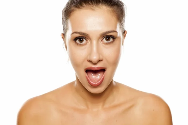 Žena s otevřenými ústy — Stock fotografie