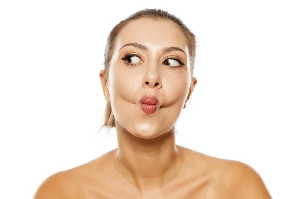 Woman with funny face — Stock Photo, Image