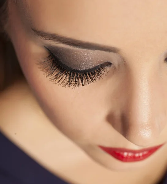 Kirpik Uzantıları Closeup Yanlış Eyelashes — Stok fotoğraf