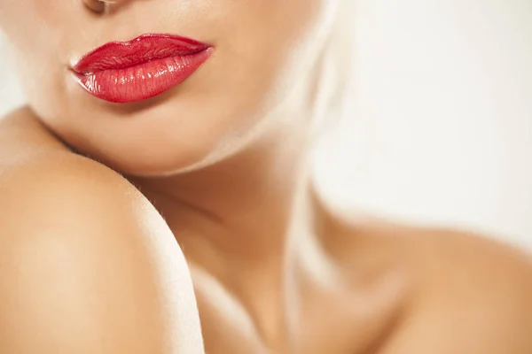 Beautiful Lips Red Lipstick — Stock Photo, Image