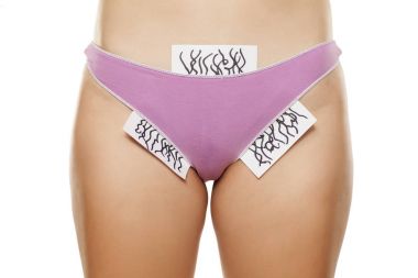 Pubic hair drawn on a paper sticking out of her panties clipart