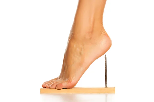 Женская Нога Гвоздем Ней Концепция Высоких Каблуков — стоковое фото