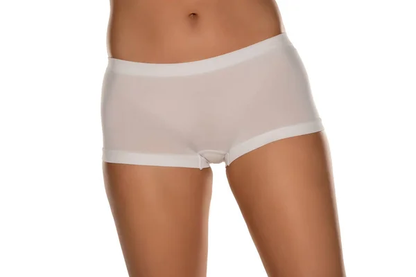 Cueca Boxer Feminino Fundo Branco — Fotografia de Stock