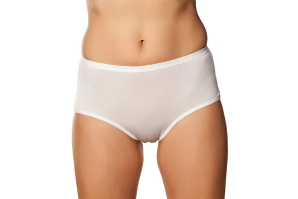 Women Plain White Cotton Panties High Waist — Stock Photo, Image