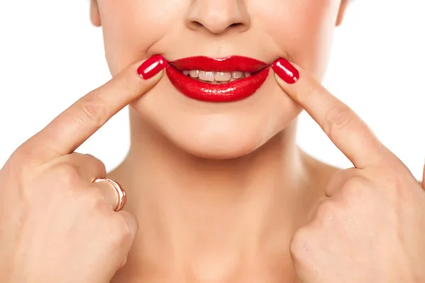 Rossetto Rosso Falso Sorriso — Foto Stock