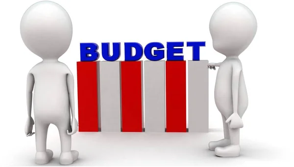 3d men discuss budget plan concept