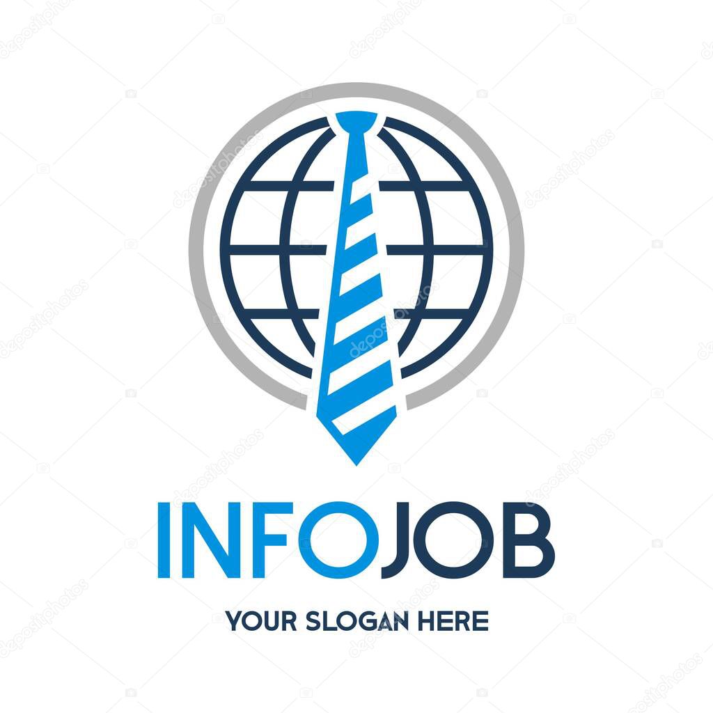 Job Info vector logo template. Globe and tie design symbol. Suitable for business.