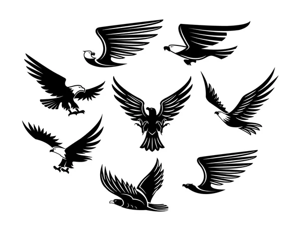 Símbolos de aves predadoras — Vetor de Stock