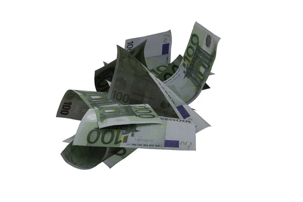 Duża Liczba Latające 100 Banknoty Euro Air Falling Duży Detal — Zdjęcie stockowe