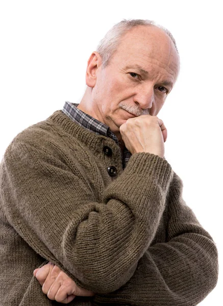 Portrait of a senior thoughtful man — Stock Photo, Image