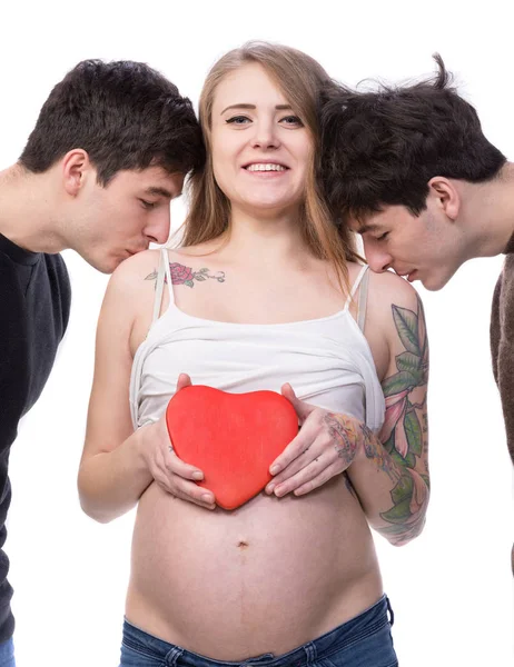 Família poligâmica moderna com uma esposa e dois maridos — Fotografia de Stock