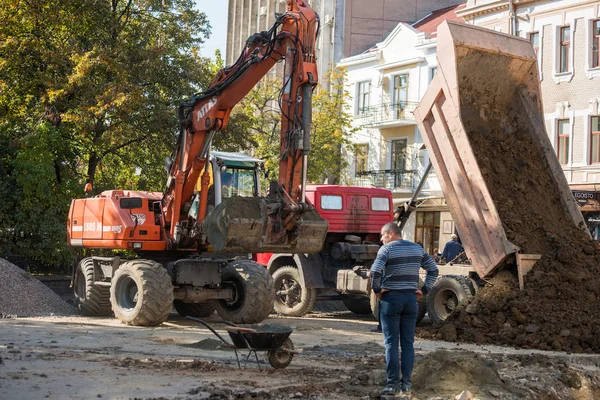 Uzhgorod, Ukrayna - 28 Eylül 2017: Şantiye wo ile