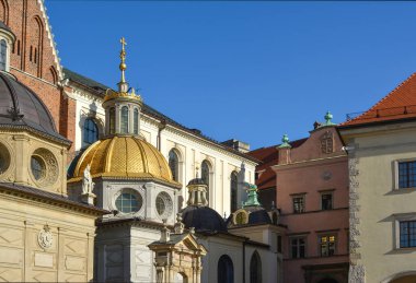 Wawel Şatosu 'ndaki güzel Aziz Stanislas Katedrali' nin manzarası 