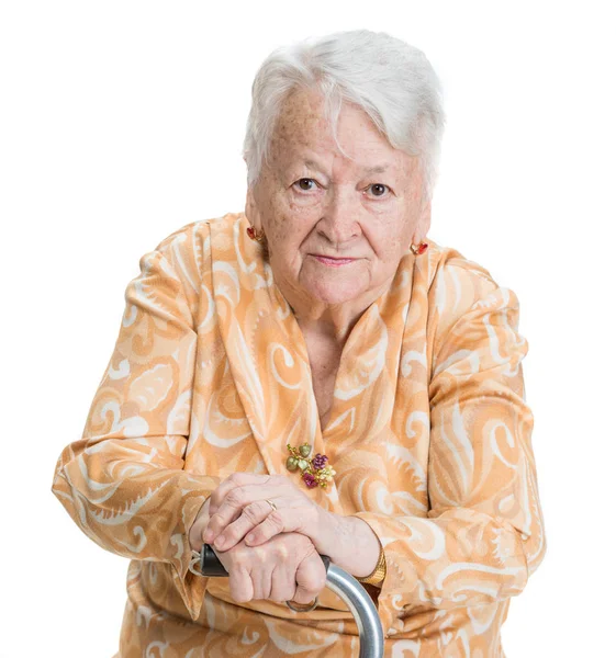 Portret van een dure oude vrouw die poseert in de studio — Stockfoto