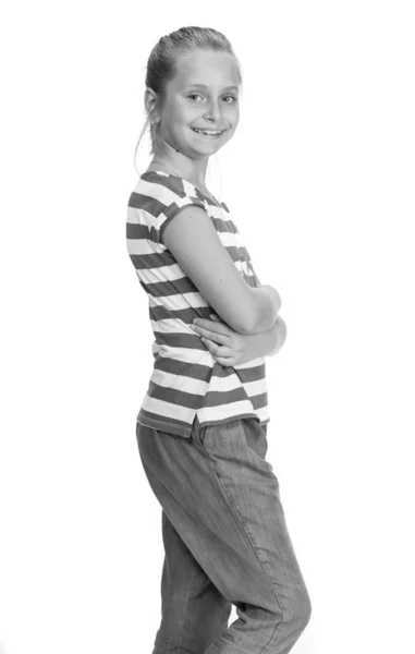 Beautiful smiling girl posing in studio — Stock Photo, Image