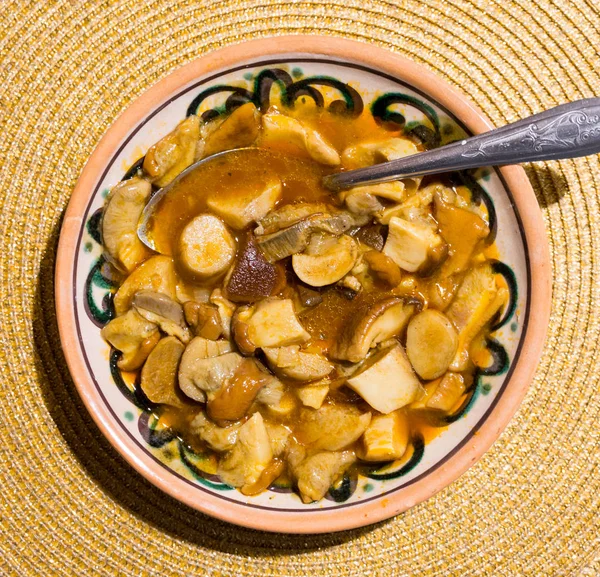 Stewed Mushrooms in a plate — Stock Photo, Image