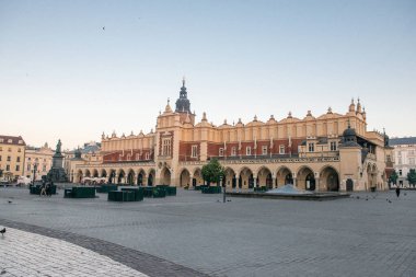 KARKOW, POLAND - JULY 27, 2013: Beautiful architecture of old Krakow in Poland. The downtown of Krakow