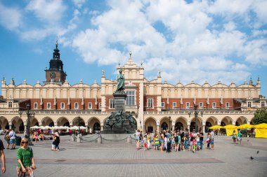 KARKOW, POLAND - JULY 27, 2013: Beautiful architecture of old Krakow in Poland. The downtown of Krakow
