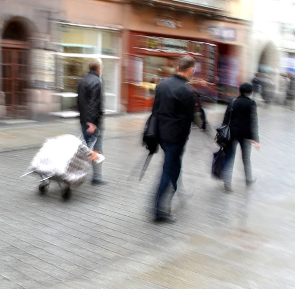 Busy City People Going Street Intentional Motion Blur Defocused Image — Stock Photo, Image
