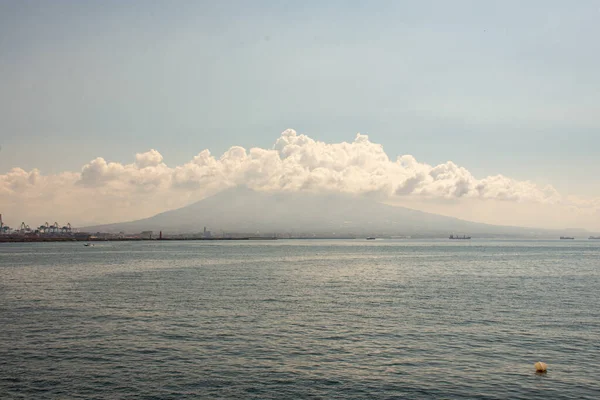 Vista Vulcão Ativo Vesúvio Golfo Nápoles Cidade Nápoles — Fotografia de Stock