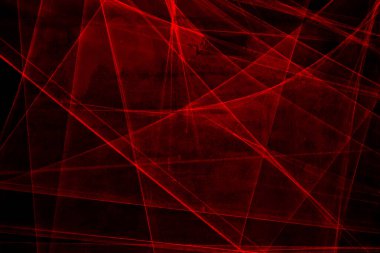 Siyah arkaplanda ışıkla çizilmiş soyut kırmızı çizgiler. Lazer hatları
