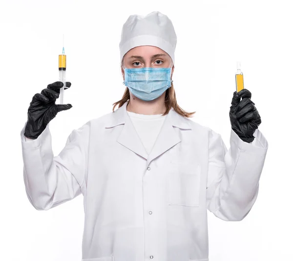 Soins Santé Concept Médical Médecin Gants Protection Masque Tenant Une — Photo