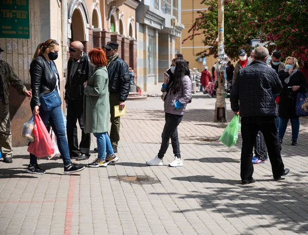 Uzhhorod Ukraine Mai 2020 File Attente Vers Marché Lors Une — Photo