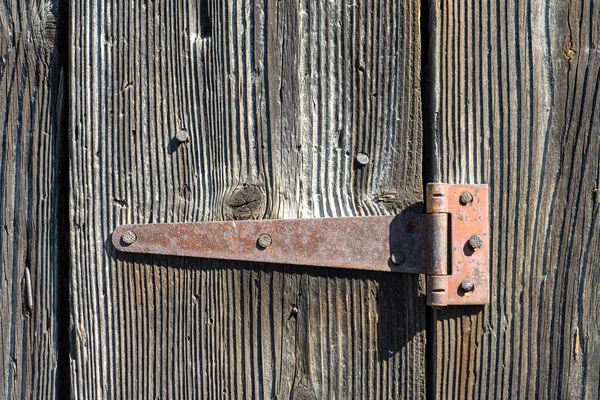 Rusty Hinge Old Wooden Door Close — Stock Photo, Image