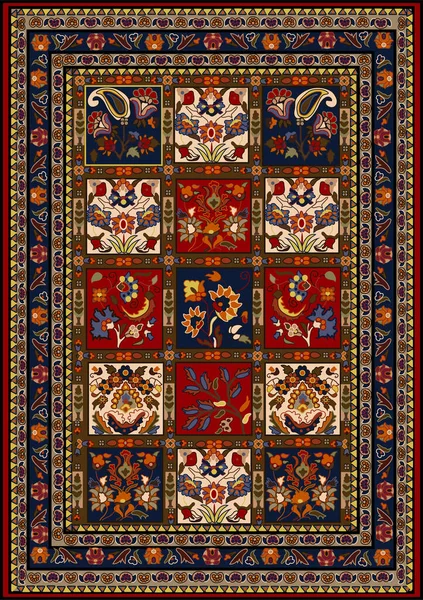 Illustrated Persian Carpet Original Design Tribal Texture — Stock Photo, Image