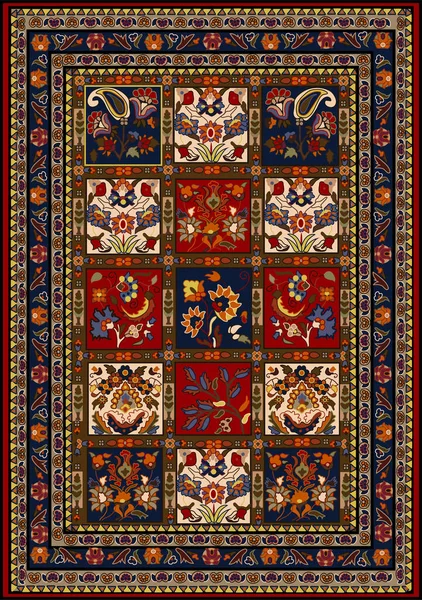 Illustrated Persian Carpet Original Design Tribal Texture — Stock Photo, Image