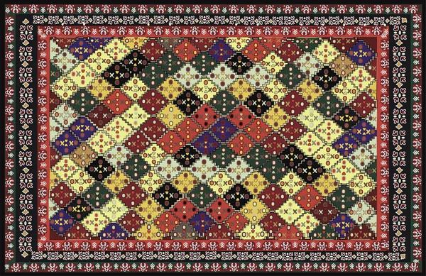 波斯地毯的原始设计 部落矢量纹理 通过Swatch窗口很容易编辑和更改一些颜色 — 图库矢量图片