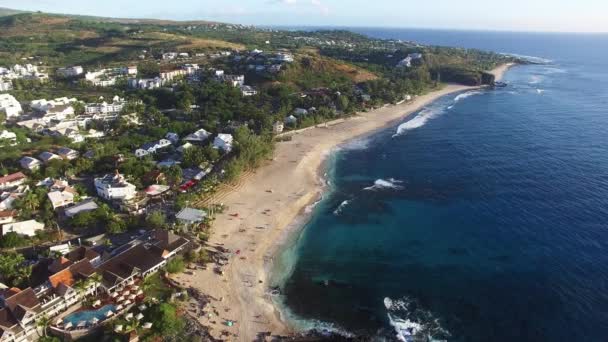 Wyspa Reunion Saint Paul City Krajobraz Powietrza Jest Drugą Wielkości — Wideo stockowe