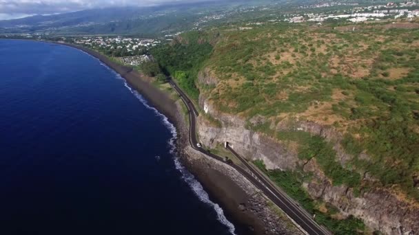 Ilha Reunião Cidade São Paulo Paisagem Aérea Segunda Maior Comuna — Vídeo de Stock