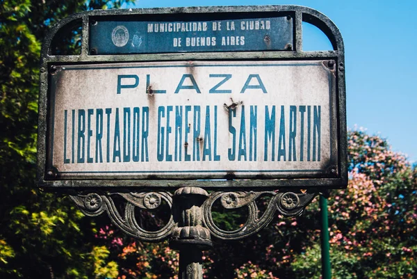 Sign Plaza Libertador General San Martin Buenos Aires Argentina — Stock Photo, Image
