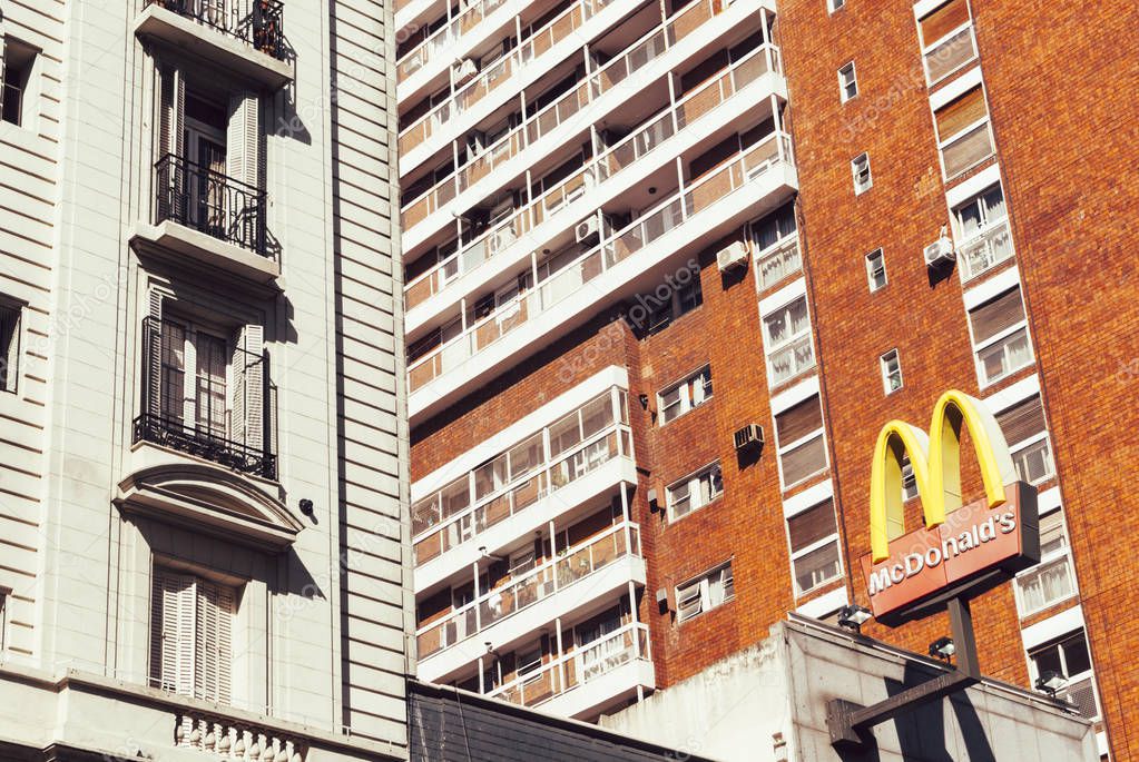 Contrast of architectural style in the centre of Buenos Aires, Argentina