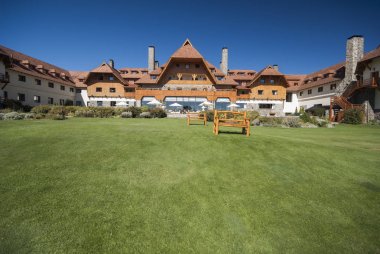 Bariloche, Arjantin-Mart 23: ön görünüm Llao Llao otelden biri en lüks otel Güney Amerika,