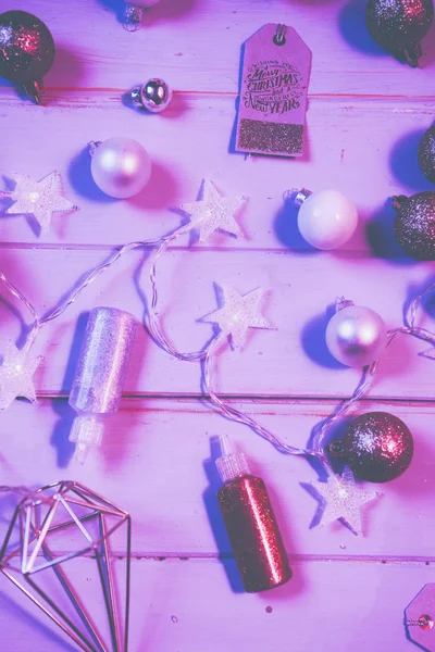 クリスマスのトップビューの装飾 — ストック写真