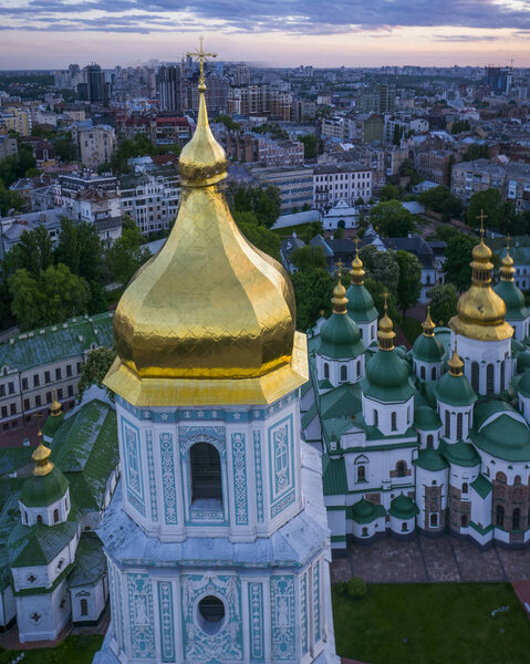 Aerial view of a city center